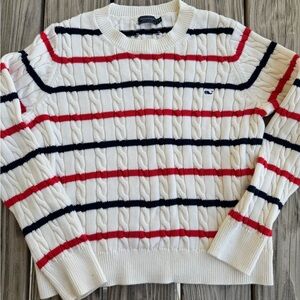 Vineyard Vines Striped Cable Knit Sweater